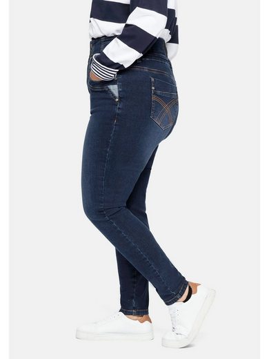 Stretch jeans with a high-waist waistband - Dark Denim Blue