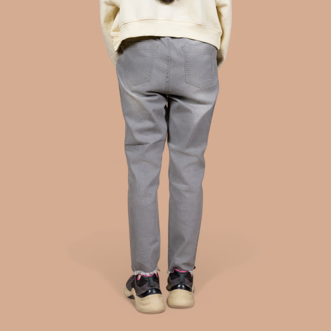 Slim Fit Hem Cut Pull-on | Denim Trousers For Women