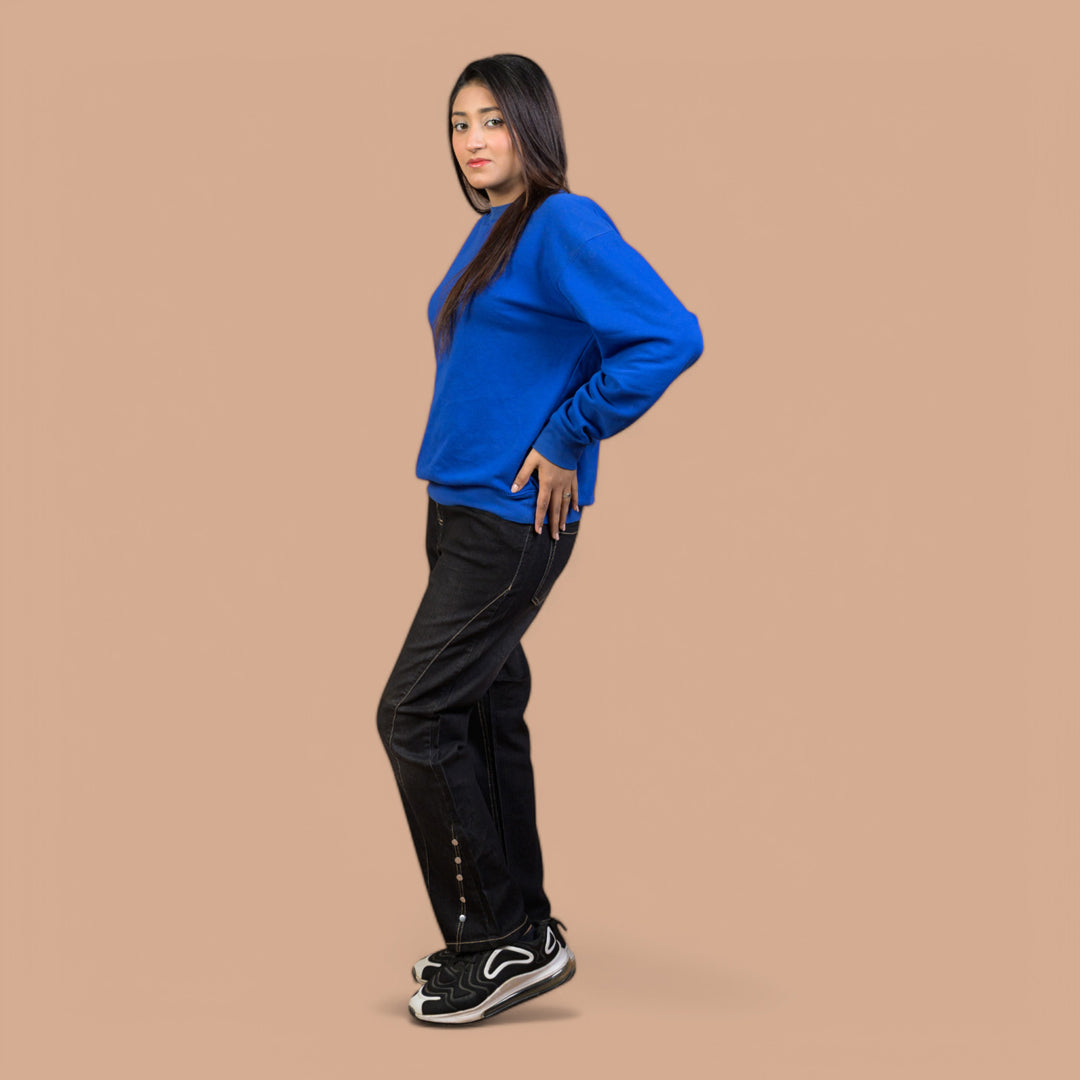 Women's Power Stretch Denim Trouser – Straight Fit with Rivet Hem | Plus Sizes Available