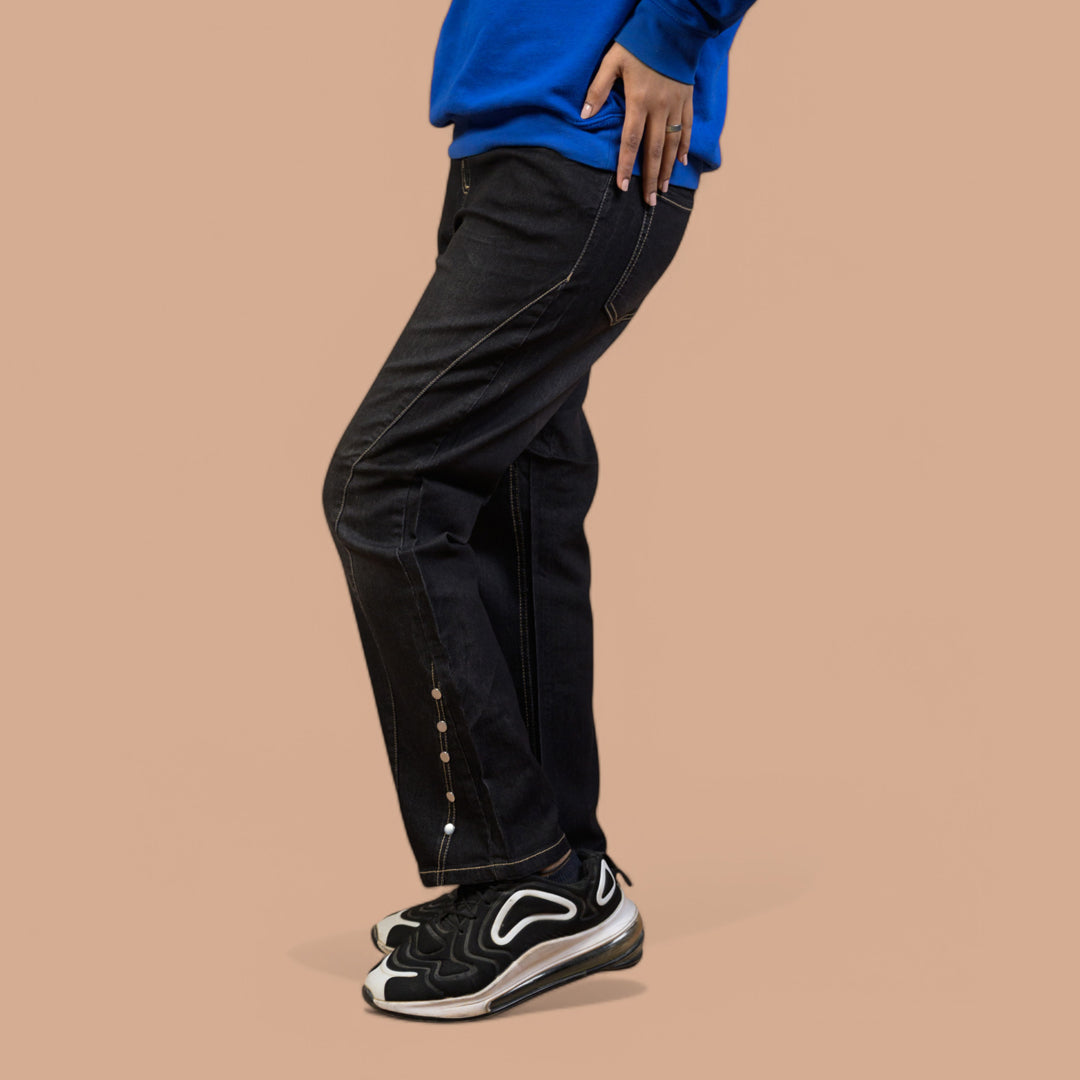 Women's Power Stretch Denim Trouser – Straight Fit with Rivet Hem | Plus Sizes Available