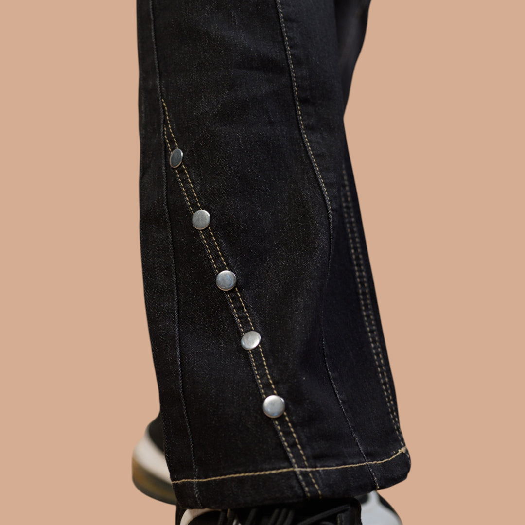 Women's Power Stretch Denim Trouser – Straight Fit with Rivet Hem | Plus Sizes Available