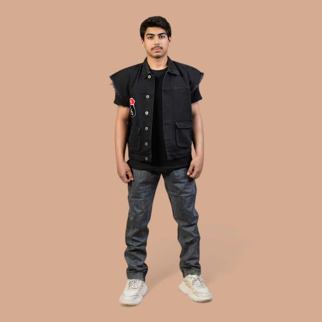 Denim Trousers with Ankle Zip & Ribbed Belt – Super Comfort | Stone Wash Look
