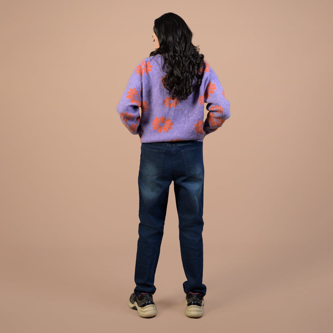 Rhinestone Butterfly Embellished | Denim Trousers For Women