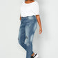 Boyfriend jeans, glitter skulls, destroyed effects, 5-pocket