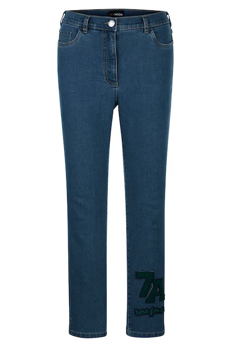 Jeans, slim fit, hem patch, 5-pocket