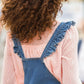 Denim overall dress with ruffled straps