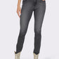 Slim Fit Stretch Jeans with Fringe Hem and Decorative Buttons
