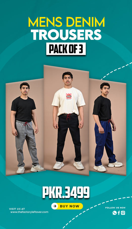 Pack of 3 Men's Denim Trouser | Power Stretch