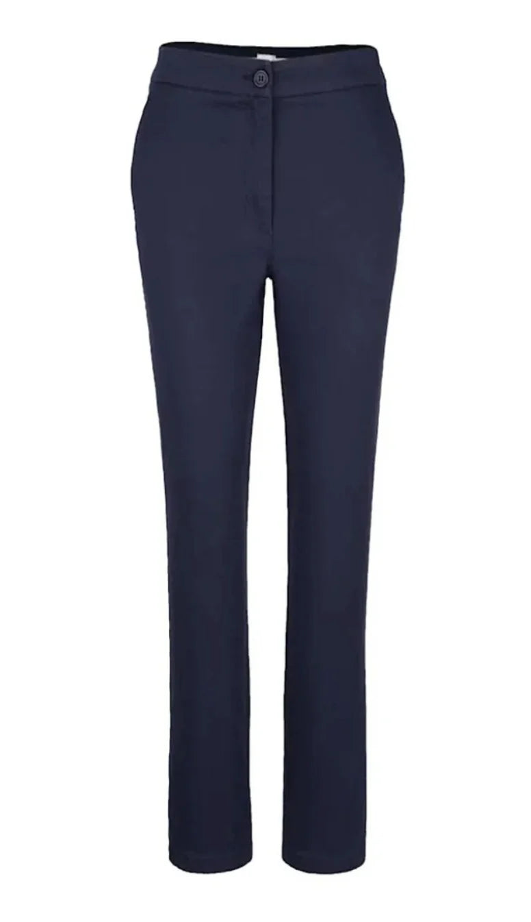 Regular Fit Twill Pants with Striped Waistband