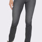 Slim Fit Stretch Jeans with Fringe Hem and Decorative Buttons