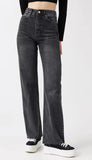 DOLLYWOOD | Wide and Straight, 4-Pocket- Wide leg- Jeans - Charcoal Grey