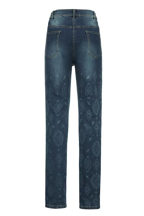 Jeans, Slim Fit, Alloverdruck, 5-Pocket - Dark Blue
