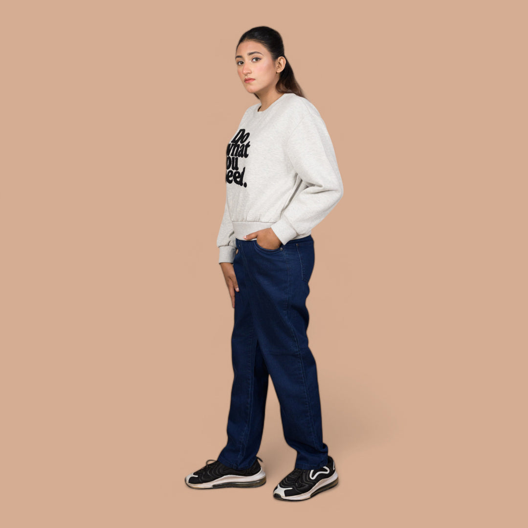 Straight-Fit Denim Trousers with Rib Belt | Power Stretch | Jegging For Women