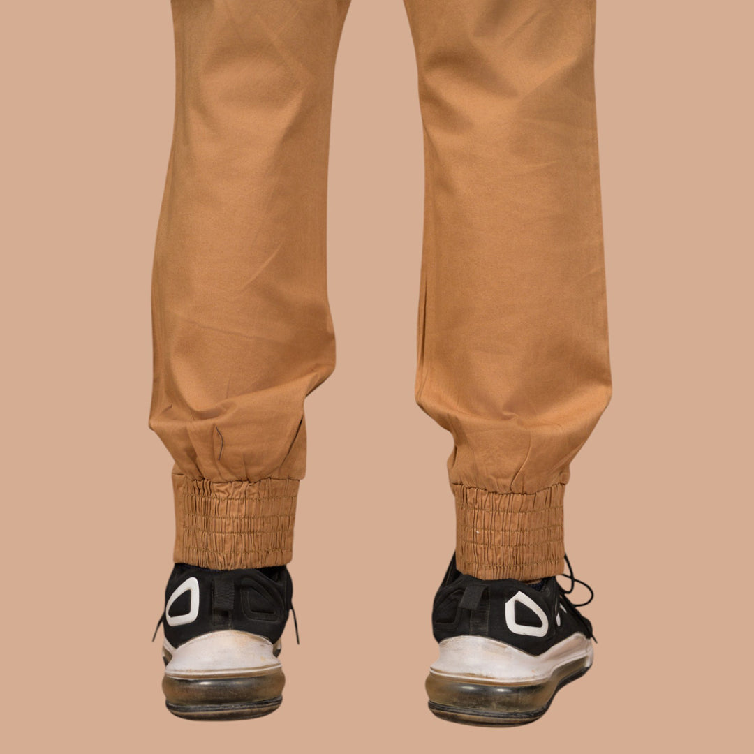 Women's Camel Brown Jogger-Style | Denim Trousers For Women