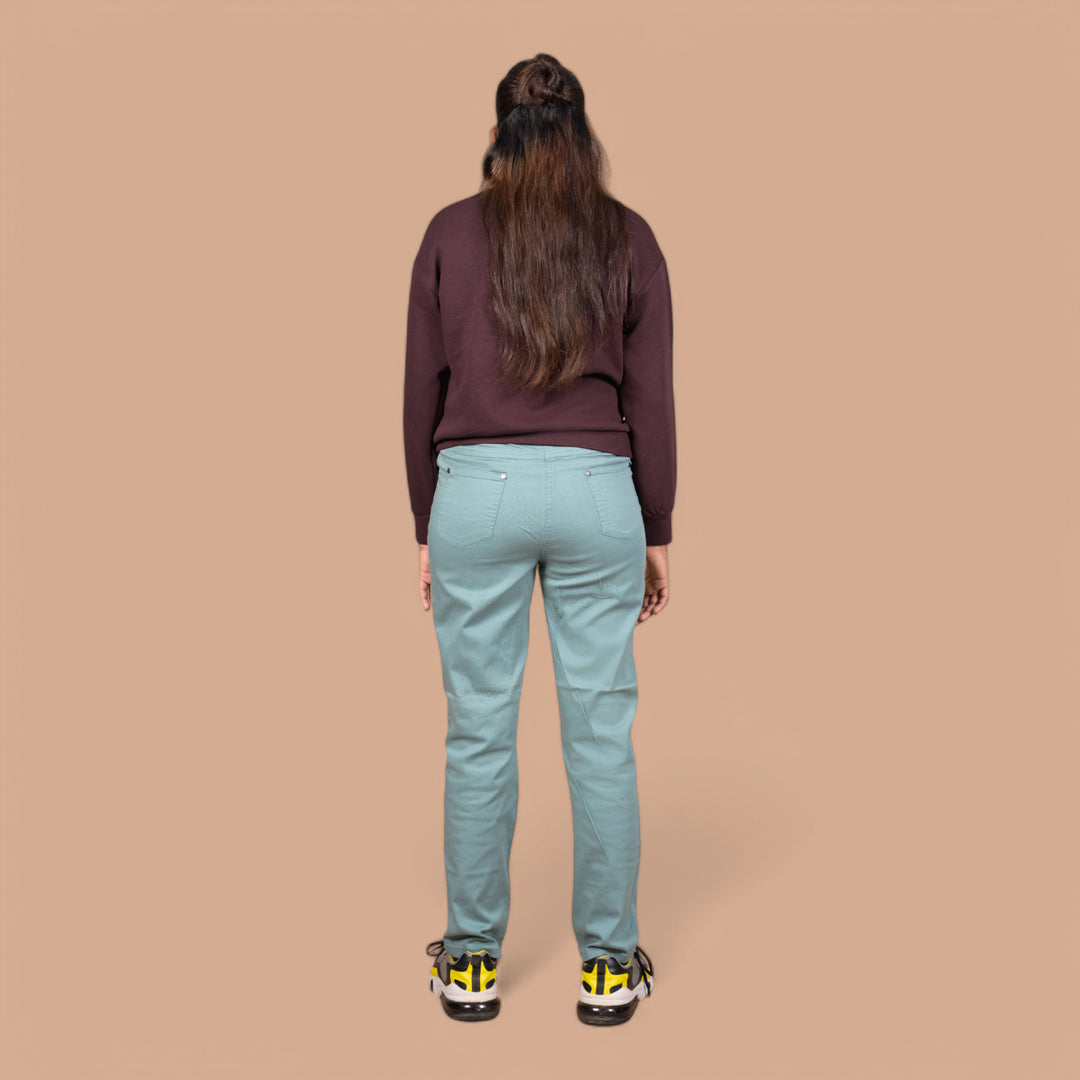 Straight-Fit Denim Trousers with Rib Belt | Power Stretch | Jegging For Women