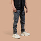 Denim Trousers with Ankle Zip & Ribbed Belt – Super Comfort | Stone Wash Look