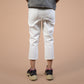White Regular Fit Denim Capri