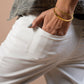 White Regular Fit Denim Capri
