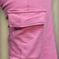 Pink Twill Cargo Pants with Bottom Hem Zippers